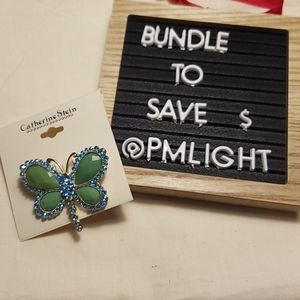 Catherine Stein Butterfly Pin New Green & Blue 🦋